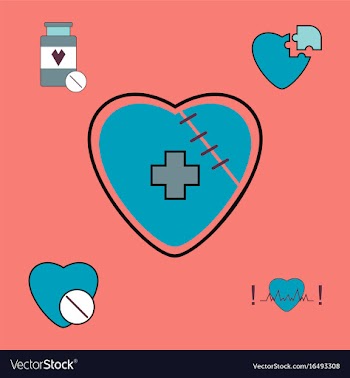 Collection of icons and heart diseases vector image