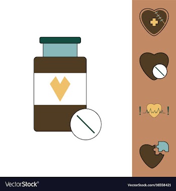 Collection of icons and heart diseases vector image