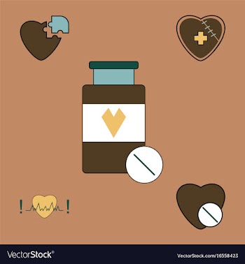 Collection of icons and heart diseases vector image