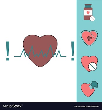 Collection of icons and heart diseases vector image