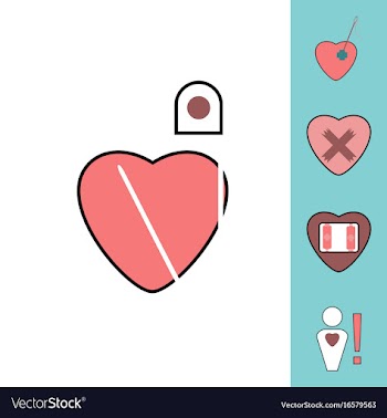 Collection of icons and heart diseases vector image