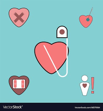 Collection of icons and heart diseases vector image