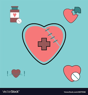 Collection of icons and heart diseases vector image