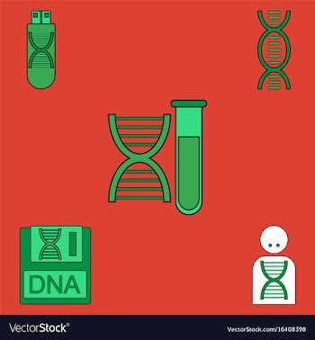 Collection of icons and human dna vector image