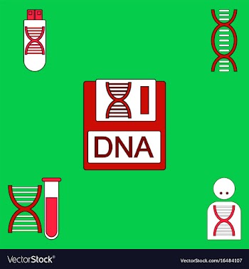 Collection of icons and human dna vector image