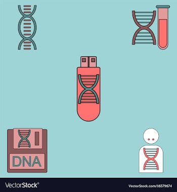 Collection of icons and human dna vector image