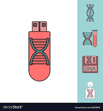 Collection of icons and human dna vector image
