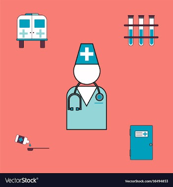 Collection of icons and medical consultation vector image