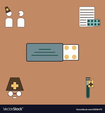 Collection of icons and medical consultation vector image