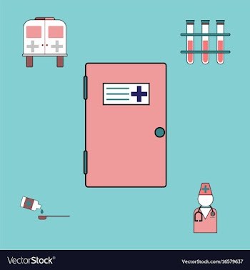 Collection of icons and medical consultation vector image