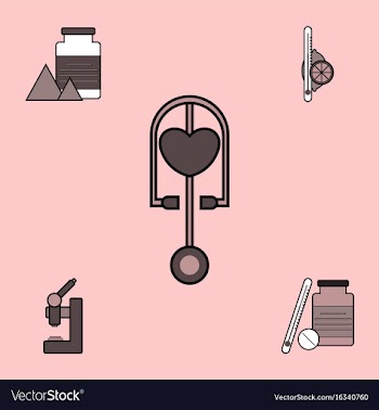 Collection of icons and medical equipment vector image