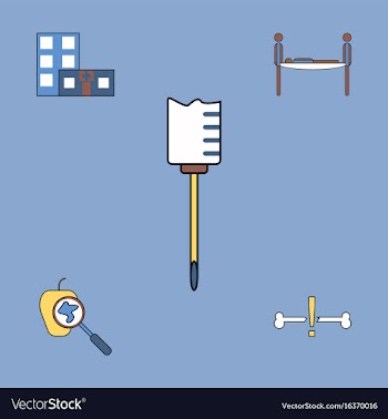 Collection of icons and medical equipment vector image