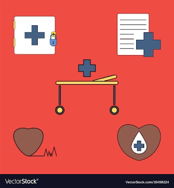 Collection of icons and medical icons vector image