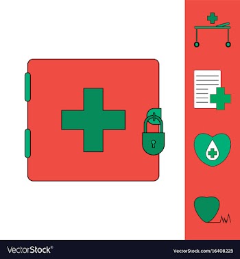 Collection of icons and medical icons vector image