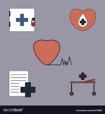 Collection of icons and medical icons vector image