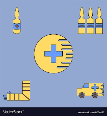Collection of icons and medical stuff vector image