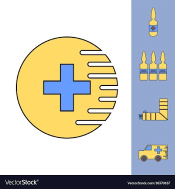 Collection of icons and medical stuff vector image