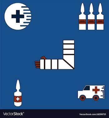 Collection of icons and medical stuff vector image