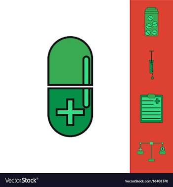 Collection of icons and medical stuff vector image