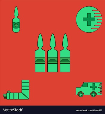 Collection of icons and medical stuff vector image