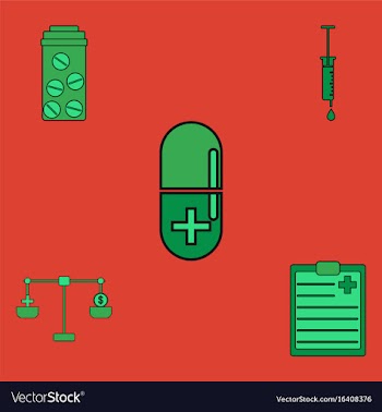 Collection of icons and medical stuff vector image