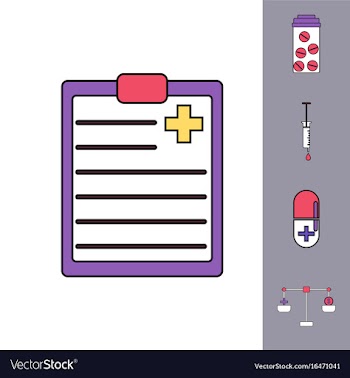 Collection of icons and medical stuff vector image