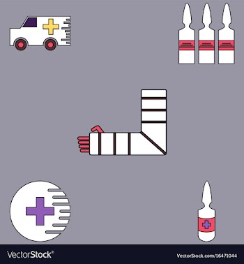 Collection of icons and medical stuff vector image