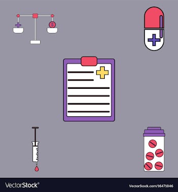 Collection of icons and medical stuff vector image