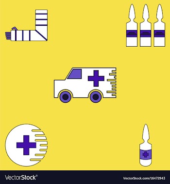 Collection of icons and medical stuff vector image