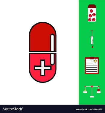 Collection of icons and medical stuff vector image
