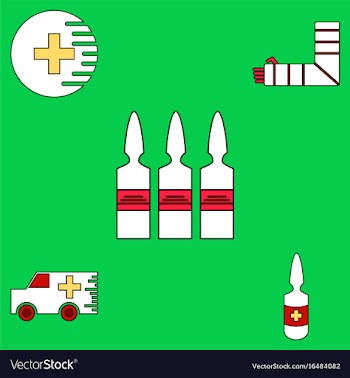 Collection of icons and medical stuff vector image