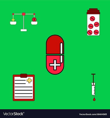 Collection of icons and medical stuff vector image