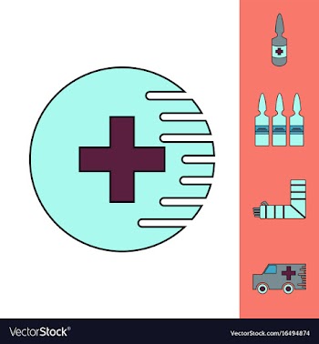 Collection of icons and medical stuff vector image