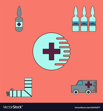 Collection of icons and medical stuff vector image