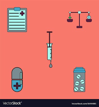 Collection of icons and medical stuff vector image