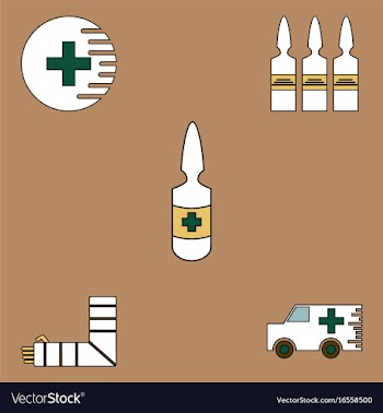 Collection of icons and medical stuff vector image