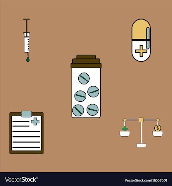 Collection of icons and medical stuff vector image