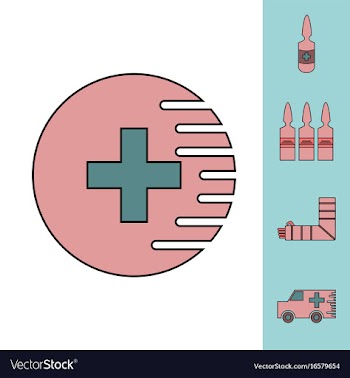 Collection of icons and medical stuff vector image