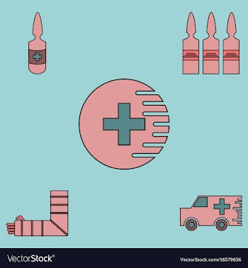 Collection of icons and medical stuff vector image