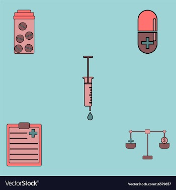 Collection of icons and medical stuff vector image