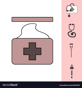 Collection of icons and medical supplies vector image