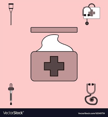 Collection of icons and medical supplies vector image