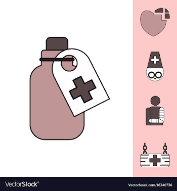 Collection of icons and medical supplies vector image