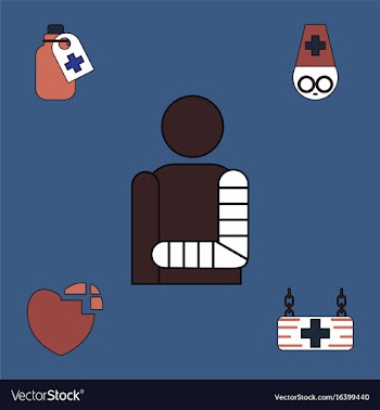 Collection of icons and medical supplies vector image