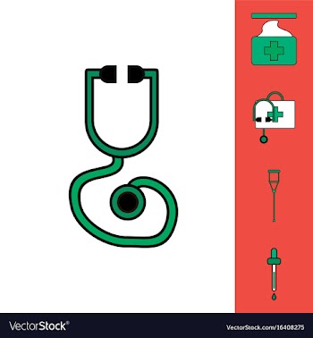 Collection of icons and medical supplies vector image