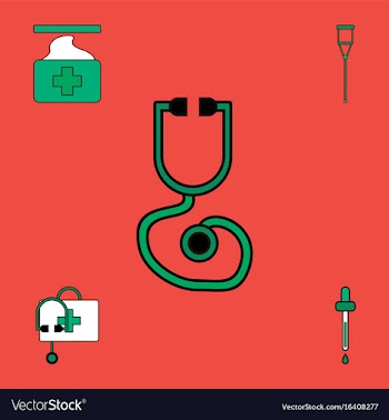 Collection of icons and medical supplies vector image