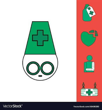 Collection of icons and medical supplies vector image