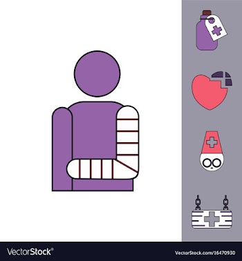Collection of icons and medical supplies vector image