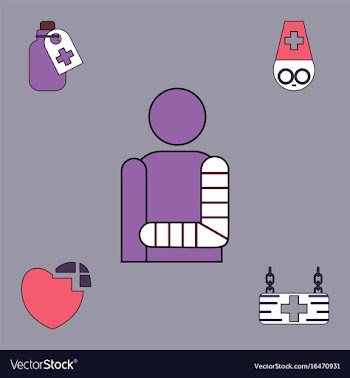Collection of icons and medical supplies vector image