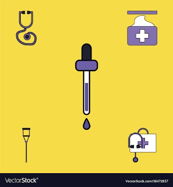 Collection of icons and medical supplies vector image